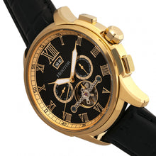 Load image into Gallery viewer, Heritor Automatic Hudson Semi-Skeleton Leather-Band Watch w/Day/Date - Black/Gold - HERHR7503

