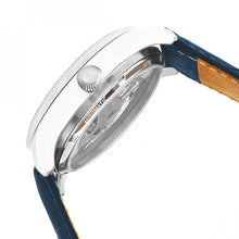 Load image into Gallery viewer, Heritor Automatic Winthrop Leather-Band Skeleton Watch - Silver/Blue - HERHR7303