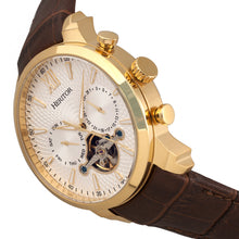 Load image into Gallery viewer, Heritor Automatic Arthur Semi-Skeleton Leather-Band Watch w/ Day/Date - Gold/Silver - HERHR7904
