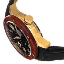 Load image into Gallery viewer, Heritor Automatic Everest Wooden Bezel Leather Band Watch /Date  - Gold/Black - HERHS1603
