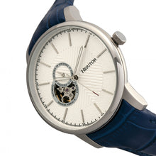 Load image into Gallery viewer, Heritor Automatic Landon Semi-Skeleton Leather-Band Watch - Silver/Blue - HERHR7704