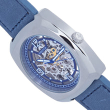 Load image into Gallery viewer, Heritor Automatic Gatling Skeletonized Leather-Band Watch - Silver/Navy - HERHS2301
