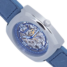 Load image into Gallery viewer, Heritor Automatic Gatling Skeletonized Leather-Band Watch - Silver/Navy - HERHS2301