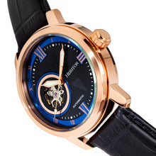 Load image into Gallery viewer, Heritor Automatic Maxim Semi-Skeleton Leather-Band Watch - Rose Gold/Black - HERHR8604