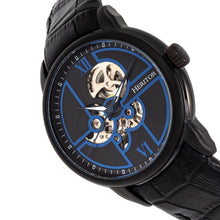 Load image into Gallery viewer, Heritor Automatic Sanford Semi-Skeleton Leather-Band Watch - Black - HERHR8305