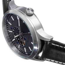 Load image into Gallery viewer, Heritor Automatic Oscar Semi-Skeleton Leather-Band Watch - Grey/Black - HERHS1003