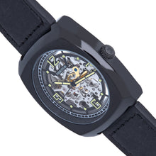 Load image into Gallery viewer, Heritor Automatic Gatling Skeletonized Leather-Band Watch - Black - HERHS2305
