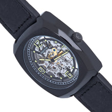 Load image into Gallery viewer, Heritor Automatic Gatling Skeletonized Leather-Band Watch - Black - HERHS2305
