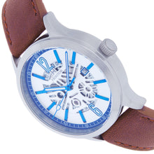 Load image into Gallery viewer, Heritor Automatic Dayne Leather-Band Watch w/Date - Silver/Blue - HERHS2602
