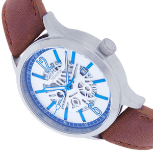 Heritor Automatic Dayne Leather-Band Watch w/Date - Silver/Blue - HERHS2602