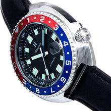 Load image into Gallery viewer, Heritor Automatic Pierce Leather-Band Watch w/Date - Black/Red&Blue - HERHS1204