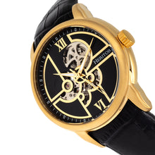 Load image into Gallery viewer, Heritor Automatic Sanford Semi-Skeleton Leather-Band Watch - Gold/Black - HERHR8303
