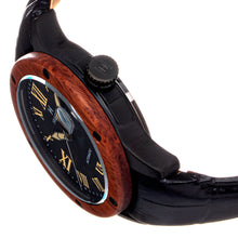 Load image into Gallery viewer, Heritor Automatic Everest Wooden Bezel Leather Band Watch /Date - Black - HERHS1606