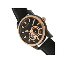 Load image into Gallery viewer, Heritor Automatic Davidson Semi-Skeleton Leather-Band Watch - Rose Gold/Black - HERHR8006
