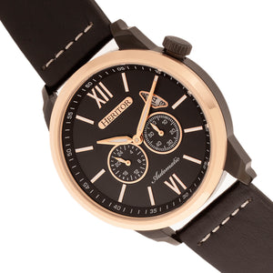 Heritor Automatic Wellington Leather-Band Watch - Rose Gold/Black - HERHR8206