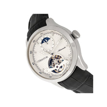 Load image into Gallery viewer, Heritor Automatic Gregory Semi-Skeleton Leather-Band Watch - Silver/Black - HERHR8101