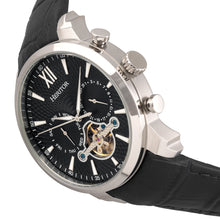 Load image into Gallery viewer, Heritor Automatic Arthur Semi-Skeleton Leather-Band Watch w/ Day/Date - Silver/Black - HERHR7902
