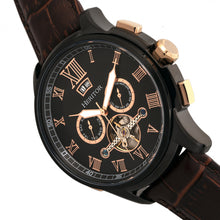 Load image into Gallery viewer, Heritor Automatic Hudson Semi-Skeleton Leather-Band Watch w/Day/Date - Brown/Black - HERHR7506
