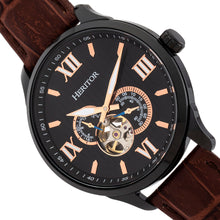 Load image into Gallery viewer, Heritor Automatic Harding Semi-Skeleton Leather-Band Watch - Black - HERHR9006