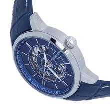Load image into Gallery viewer, Heritor Automatic Davies Semi-Skeleton Leather-Band Watch - Silver/Navy - HERHS2503