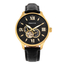 Load image into Gallery viewer, Heritor Automatic Harding Semi-Skeleton Leather-Band Watch - Gold/Black - HERHR9004