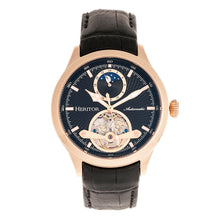 Load image into Gallery viewer, Heritor Automatic Gregory Semi-Skeleton Leather-Band Watch - Rose Gold/Black - HERHR8105
