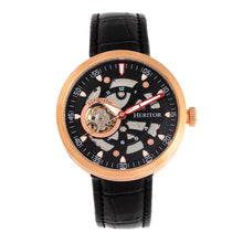 Load image into Gallery viewer, Heritor Automatic Jasper Skeleton Leather-Band Watch - Rose Gold/Black - HERHR8707
