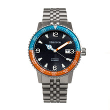 Load image into Gallery viewer, Heritor Automatic Dominic Bracelet Watch w/Date - Light Blue&amp;Orange/Black - HERHR9805
