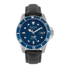 Load image into Gallery viewer, Heritor Automatic Lucius Leather-Band Watch w/Date - Silver/Blue - HERHR7809
