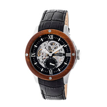 Load image into Gallery viewer, Heritor Automatic Belmont Skeleton Leather-Band Watch - Silver/Black - HERHR3902
