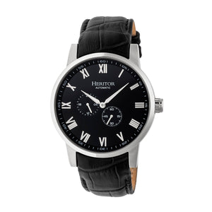 Heritor Automatic Romulus Leather-Band Watch - Silver/Black - HERHR6404