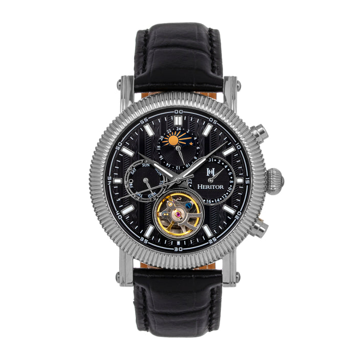Heritor Automatic Barnsley Semi-Skeleton Leather-Band Watch - HERHS1802
