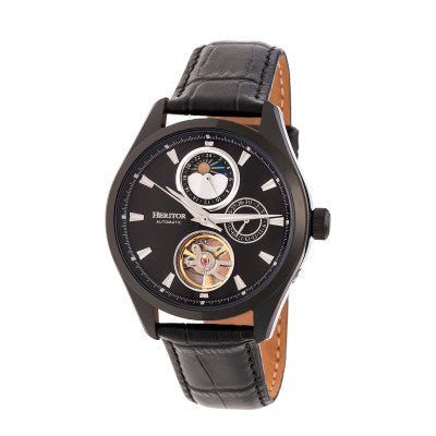 Heritor Automatic Sebastian Semi-Skeleton Leather-Band Watch - HERHR6905