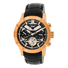 Load image into Gallery viewer, Heritor Automatic Hannibal Semi-Skeleton Leather-Band Watch - Rose Gold/Black - HERHR4106