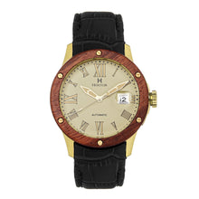 Load image into Gallery viewer, Heritor Automatic Everest Wooden Bezel Leather Band Watch /Date - Gold/Cream - HERHS1602