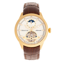 Load image into Gallery viewer, Heritor Automatic Gregory Semi-Skeleton Leather-Band Watch - Gold/Brown - HERHR8103