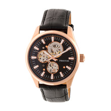 Load image into Gallery viewer, Heritor Automatic Stanley Semi-Skeleton Leather-Band Watch - Rose Gold/Black - HERHR6506