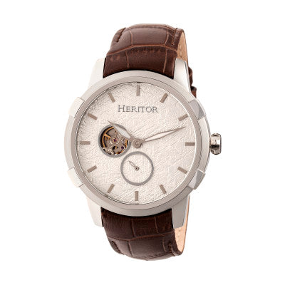 Heritor Automatic Callisto Semi-Skeleton Leather-Band Watch - HERHR7203