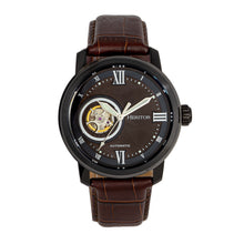 Load image into Gallery viewer, Heritor Automatic Maxim Semi-Skeleton Leather-Band Watch - Black/Brown - HERHR8605
