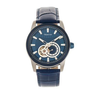 Heritor Automatic Davidson Semi-Skeleton Leather-Band Watch - HERHR8004