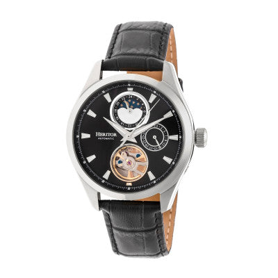 Heritor Automatic Sebastian Semi-Skeleton Leather-Band Watch - HERHR6902