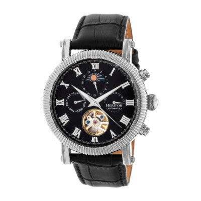 Heritor Automatic Winston Semi-Skeleton Leather-Band Watch - HERHR5202