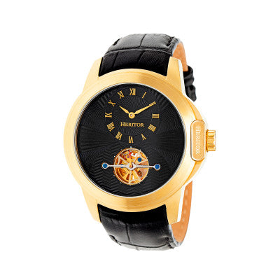 Heritor Automatic Windsor Semi-Skeleton Leather-Band Watch - HERHR4204