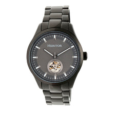 Load image into Gallery viewer, Heritor Automatic Crew Semi-Skeleton Bracelet Watch - Black/Charcoal - HERHR7009