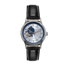 Load image into Gallery viewer, Heritor Automatic Oscar Semi-Skeleton Leather-Band Watch - Silver & Blue/Black - HERHS1004