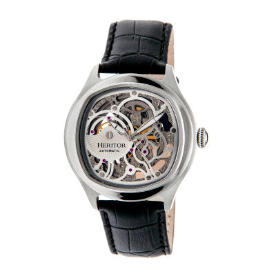 Heritor Automatic Odysseus Leather-Band Skeleton Watch - HERHR3703