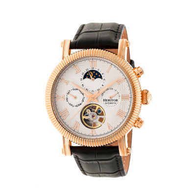 Heritor Automatic Winston Semi-Skeleton Leather-Band Watch - HERHR5205