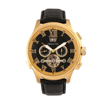 Load image into Gallery viewer, Heritor Automatic Hudson Semi-Skeleton Leather-Band Watch w/Day/Date - Black/Gold - HERHR7503
