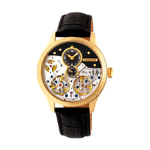 Load image into Gallery viewer, Heritor Automatic Winthrop Leather-Band Skeleton Watch - Gold/Black - HERHR7304