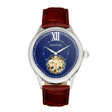 Load image into Gallery viewer, Heritor Automatic Hayward Semi-Skeleton Leather-Band Watch - Silver/Navy - HERHR9403